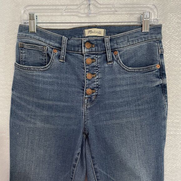 Madewell Jeans Women’s 27 Blue Medium Wash 9” Mid-Rise Skinny Crop Button Fly - Picture 3 of 11